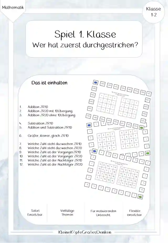 Mathespiel (1. Kl.)  - Wer hat zuerst durchgestrichen 