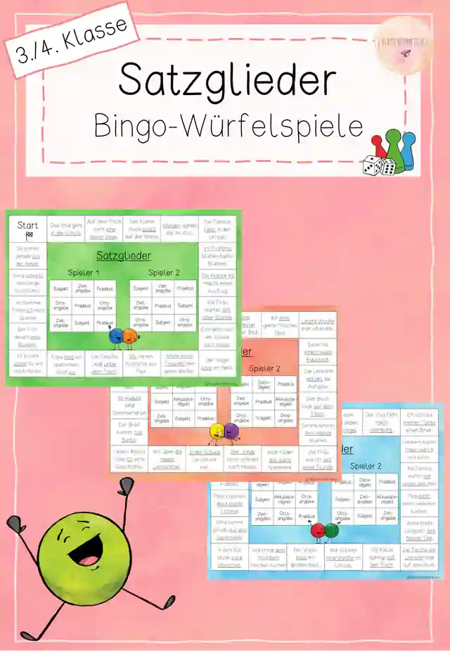Satzglieder - Bingo-Würfelspiele/Freiarbeitsmaterial