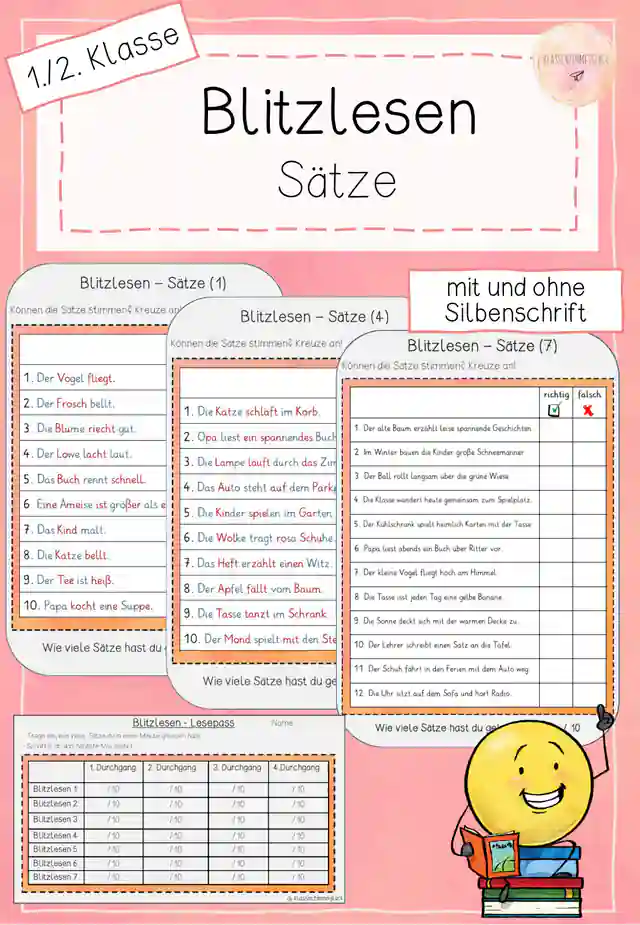 Blitzlesen - Sätze - 1. & 2. Klasse