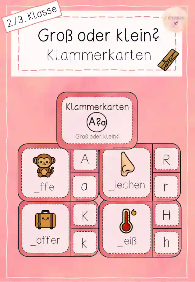 Klammerkarten - Groß oder klein - Rechtschreibung