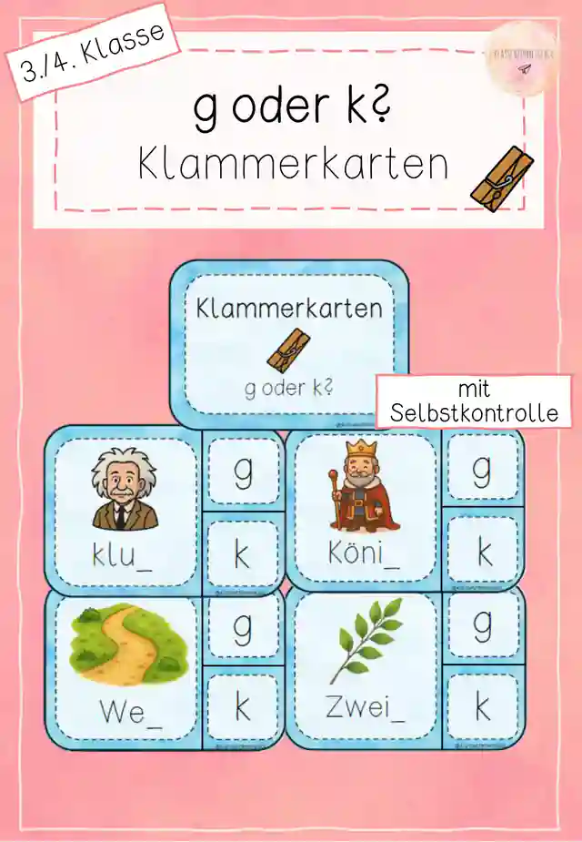 Klammerkarten - g oder k - Rechtschreibung - Auslautverhärtung 