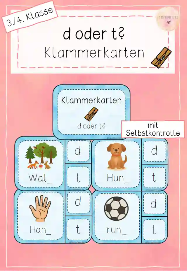 Klammerkarten - d oder t - Rechtschreibung - Auslautverhärtung