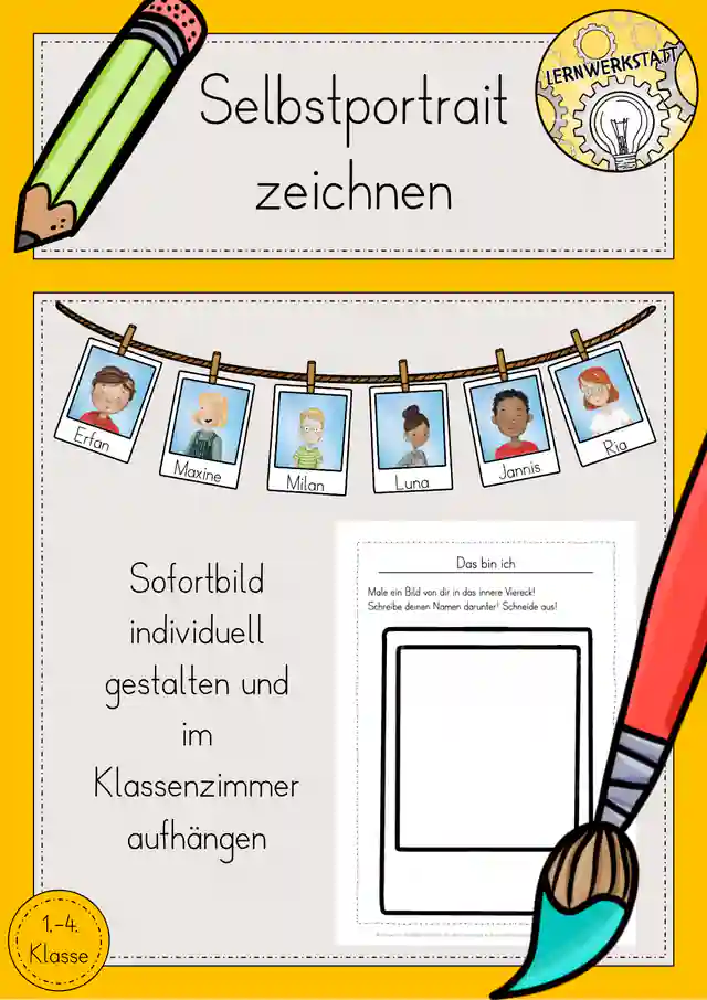 Selbstportrait Kunst sich zeichnen Klassenzimmer