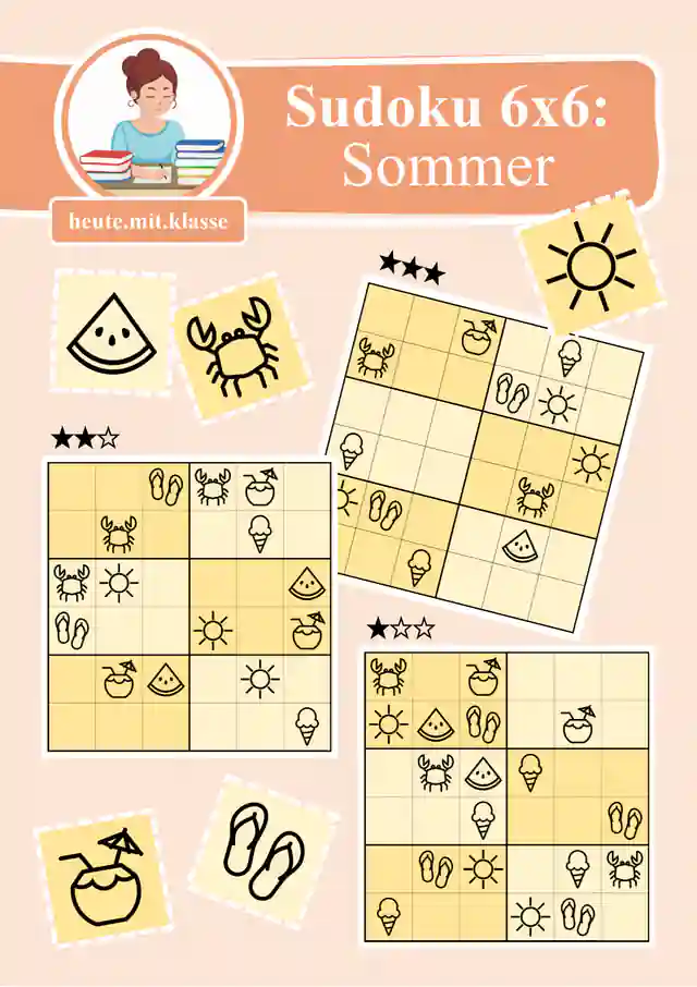 Sudoku 6x6: Sommer & Ferien - Logisches Denken fördern!