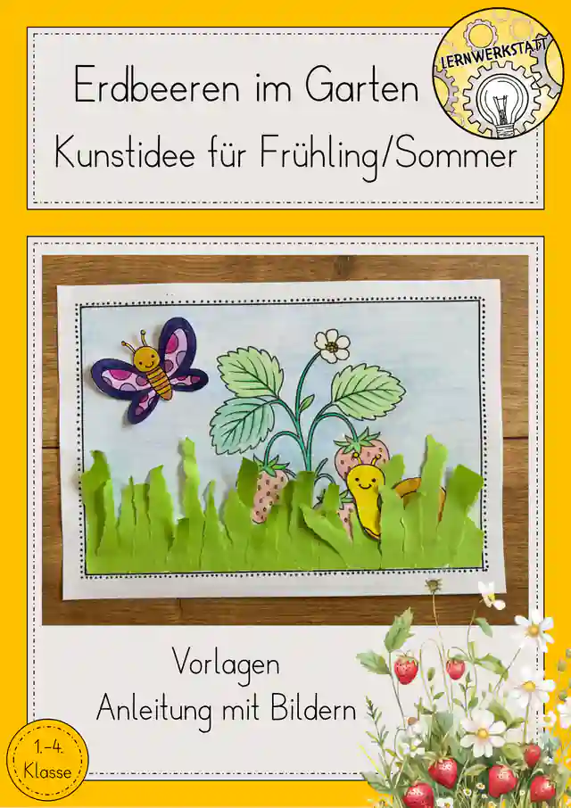 Kunst Erdbeere Schnecke basteln Bastelvorlage