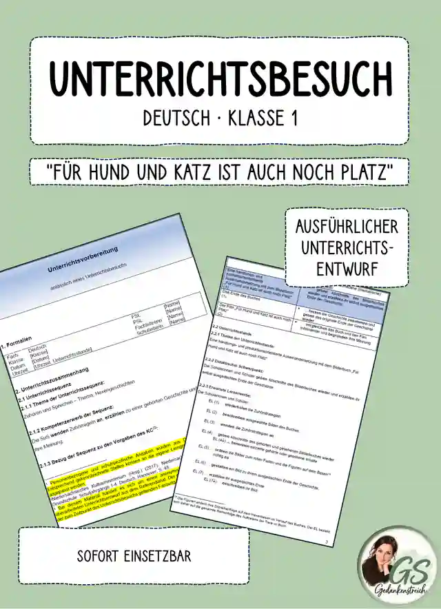 Unterrichtsbesuch Deutsch Klasse 1 – Für Hund und Katz ist auch noch Platz