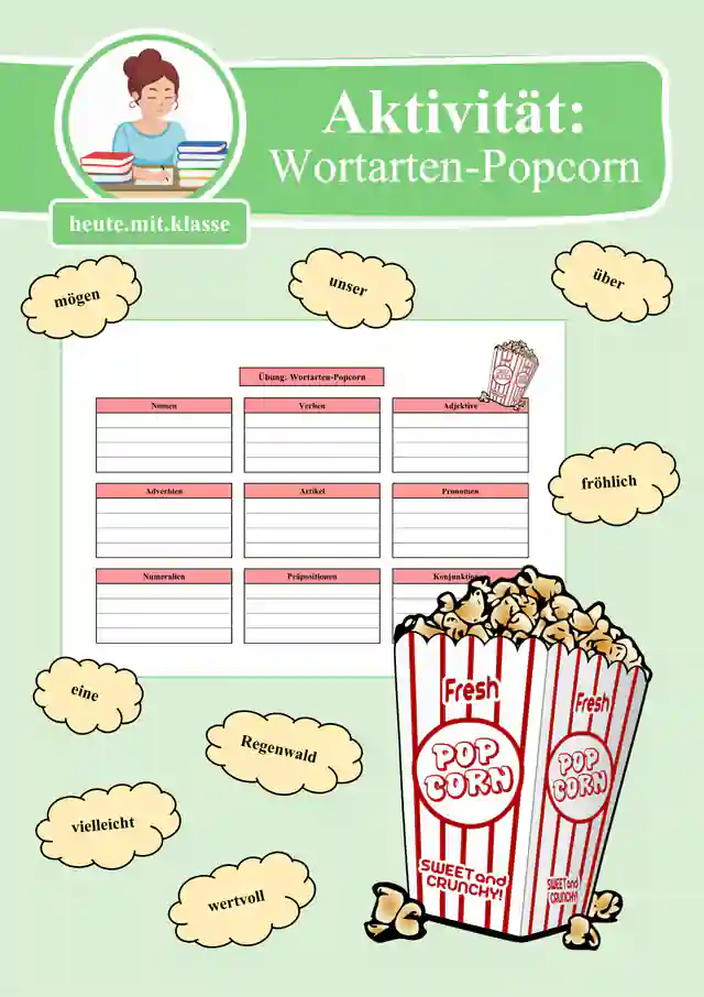 Übung & Arbeitsblatt: Wortarten Popcorn