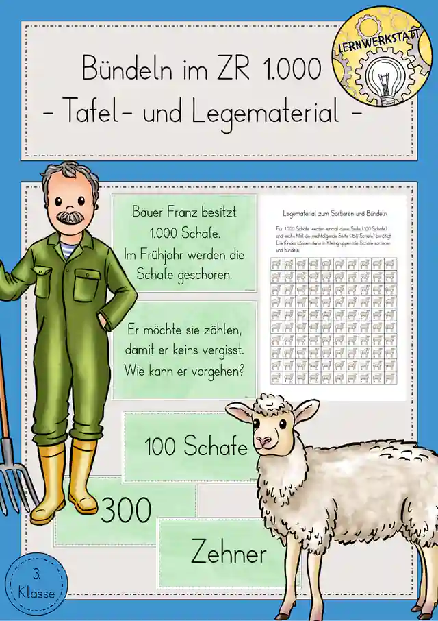 Zahlenraumerweiterung Zahlenraum 1000 Bündeln Legematerial Tafelmaterial
