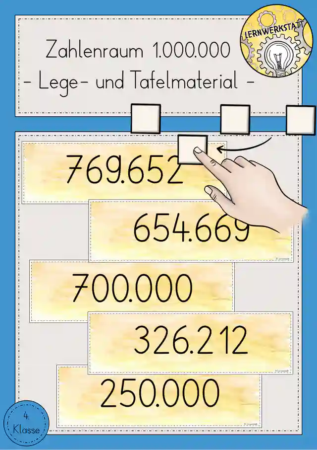 Zahlenraumerweiterung 1 Million Zahlenkarten