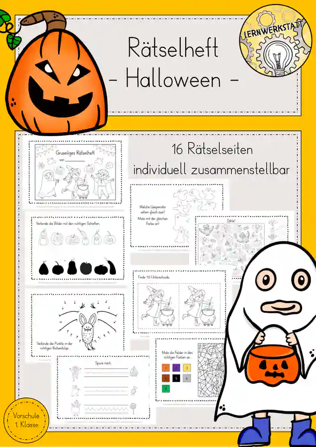 Vorschule Rätsel Halloween Heft 1. Klasse