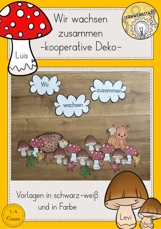 Wir wachsen zusammen Pilze Türdeko Fensterbilder kooperativ