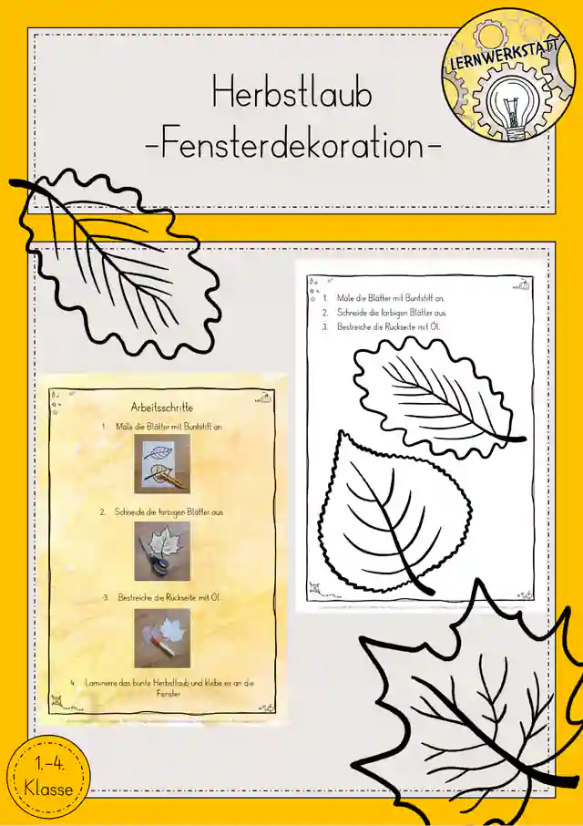 Herbst Laub Blätter Fensterdeko Öltrick Fensterbilder Kunst