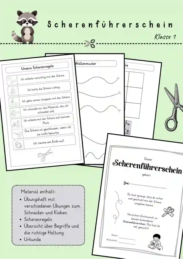 Scherenführerschein | Führerschein Schere | Klasse 1 