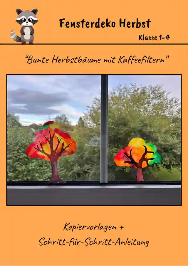 Fensterdeko | Bunte Bäume mit Kaffeefiltern | Klasse 1-4