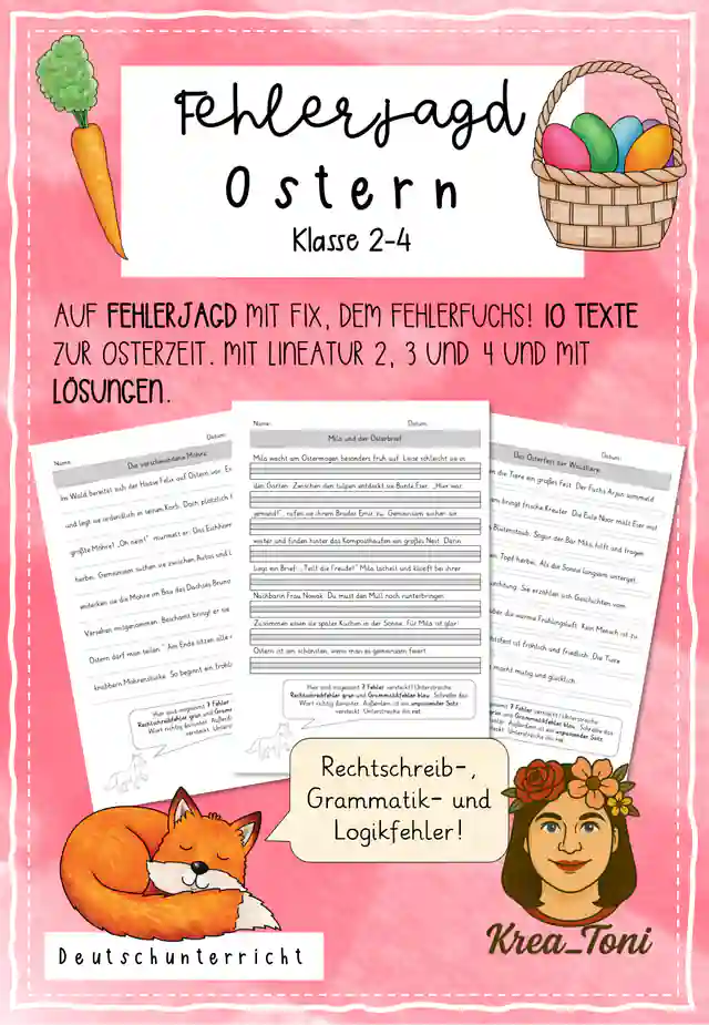 Fehlerjagd Ostern – Rechtschreibung & genaues Lesen (Deutsch Klasse 2–4)