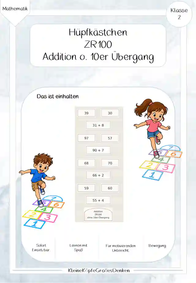 Hüpfkästchen - ZR100 Addition ohne 10er Übergang