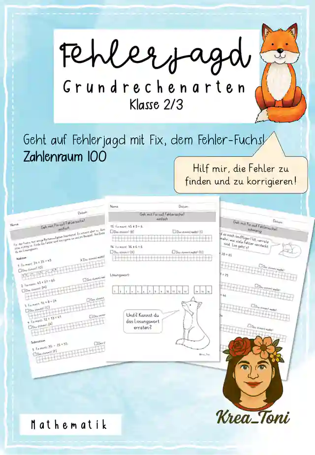 Grundrechenarten im Zahlenraum 100 | Fehlerjagd | Klasse 2–3 (differenziert)