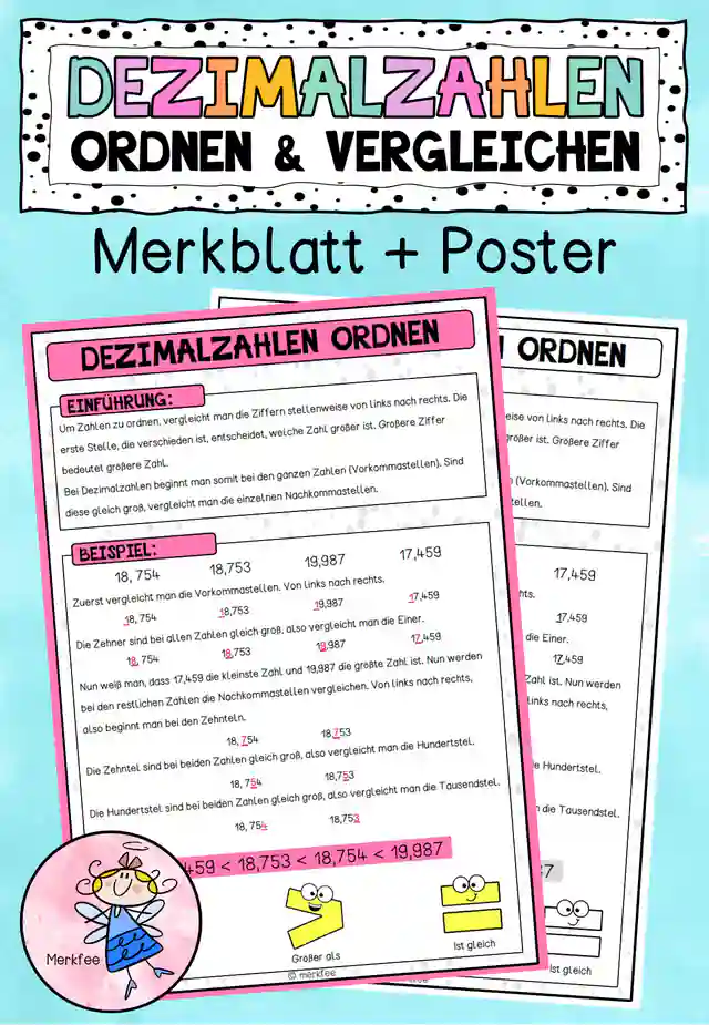 DEZIMALZAHLEN ORDNEN UND VERGLEICHEN - Merkblatt + Poster
