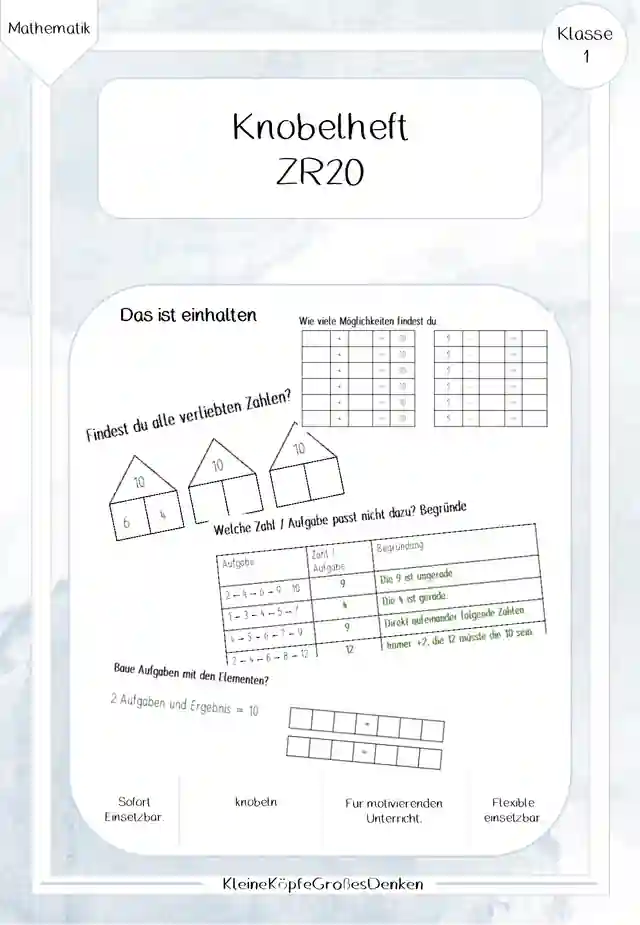 Knobelaufgaben im ZR20 1. Klasse