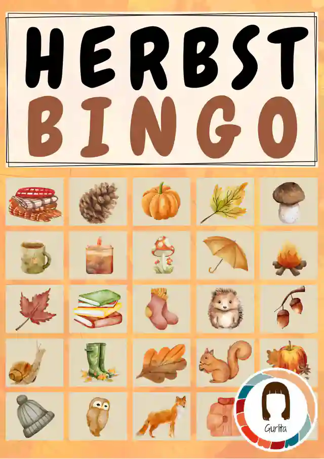 Herbst Bingo Wortschatztraining Klassenspiel