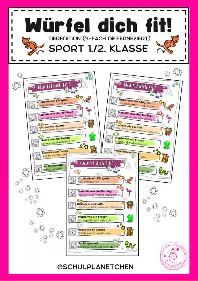 Würfel dich fit! - Tier Edition (Sport Grundschule)