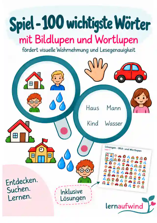 Suchspiel: 100 wichtigsten Wörter