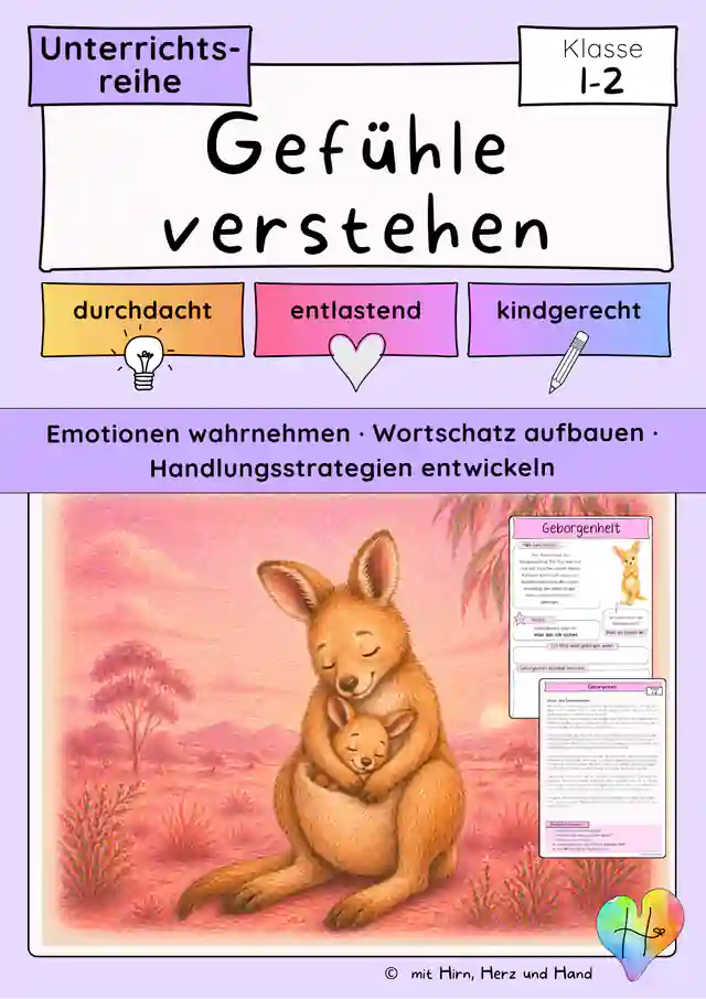 Gefühle Klasse 1–2 | Unterrichtsreihe mit Geschichten, Bildimpulsen & Hefteinträgen