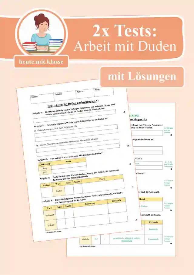 2x Test mit EWH: Im Duden nachschlagen / Arbeit mit dem Wörterbuch