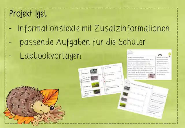 Igel Informationstexte und Lapbookvorlagen, Klasse 2-4