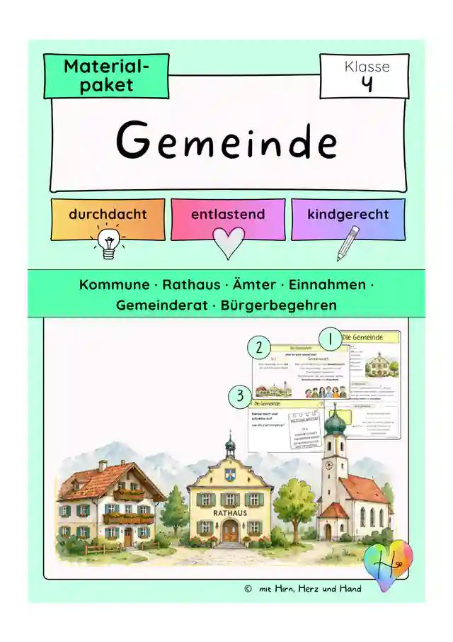Gemeinde Klasse 4 | HSU & Sachunterricht · Unterrichtsreihe und Stationenlernen im Materialpaket