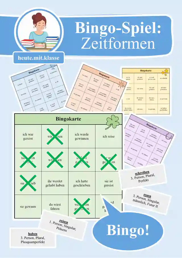 Bingo Spiel: Zeitformen bilden (Tempusformen)
