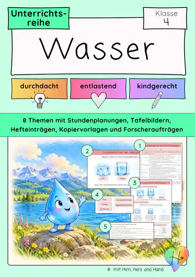 Wasser Klasse 4 | HSU & Sachunterricht · Unterrichtsreihe mit Stundenplanungen, Tafelbildern und Arbeitsblättern