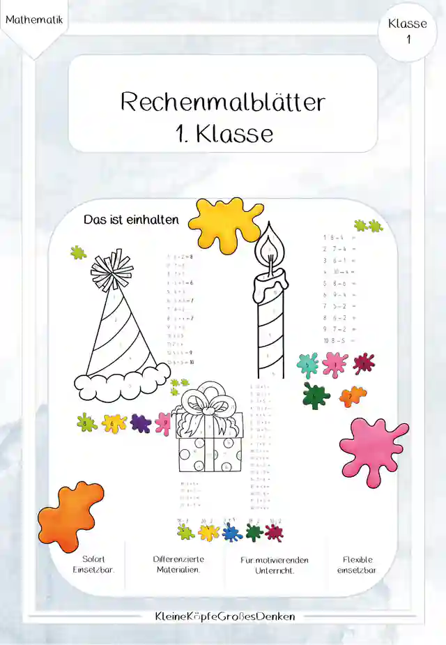 Rechenmalblätter - 1. Klasse - 3fach differenziert