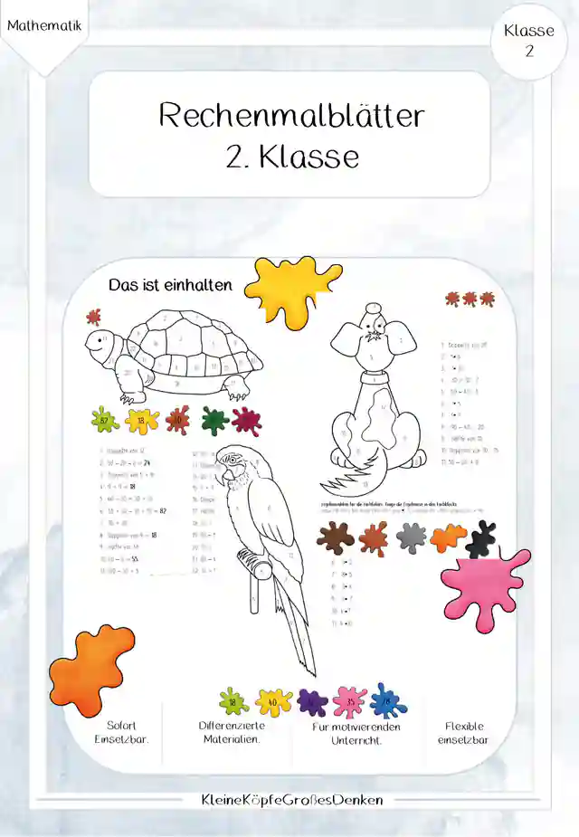 Rechenmalblätter - 2. Klasse - 3fach differenziert