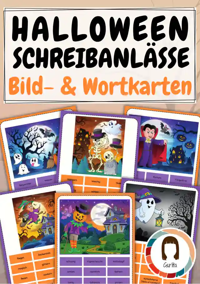 Halloween Geschichten mit Bild- und Wortschatzkarten | Schreibimpuls - Bildimpulse | Schreibanlass