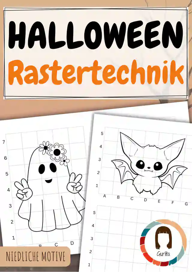 Rastertechnik Halloween - niedliche Motive - Zeichnen lernen
