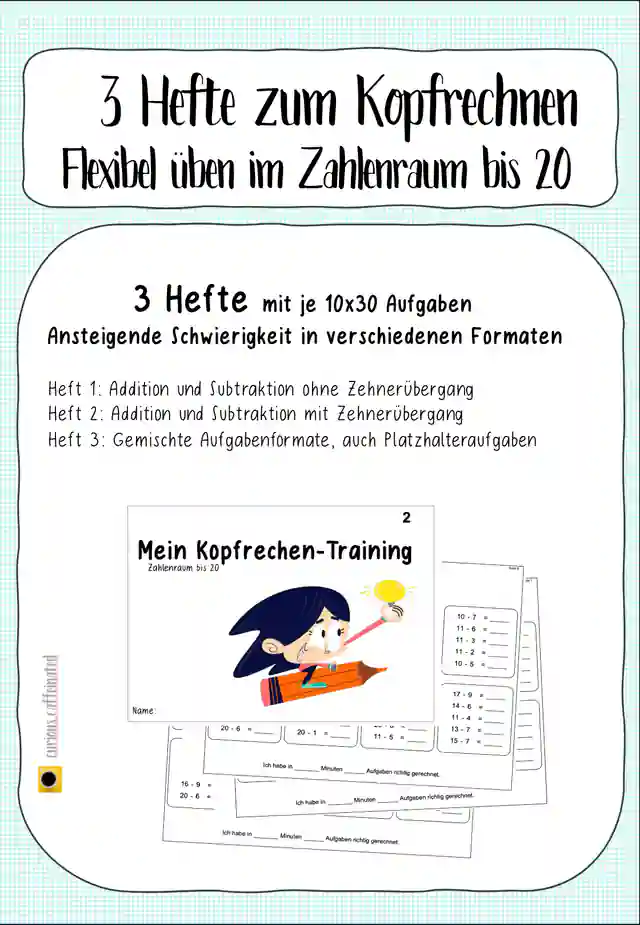 3 Hefte Kopfrechentraining ZR 20