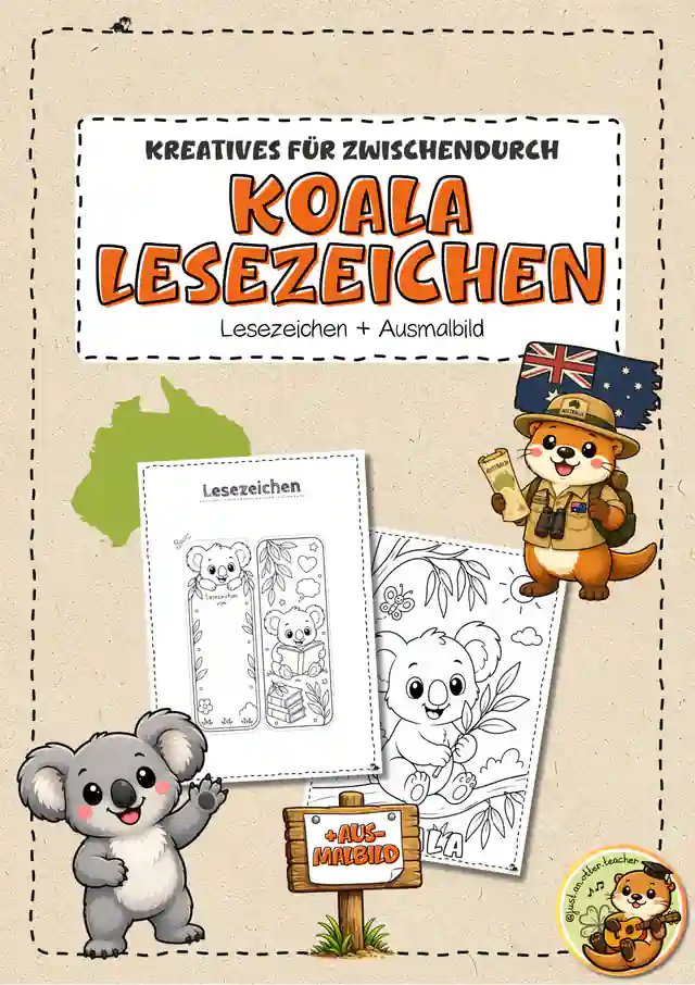 Koala Lesezeichen + Ausmalbild⎪Koalaklasse