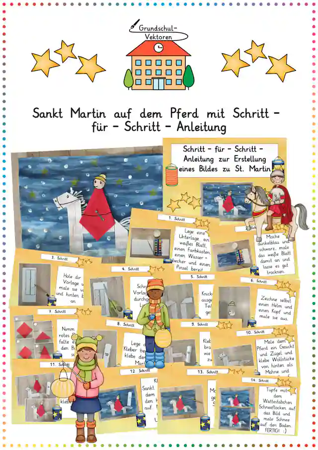 Sankt Martin auf dem Pferd mit Schritt-für- Schritt-Anleitung (Kunst, Klasse 1/2)