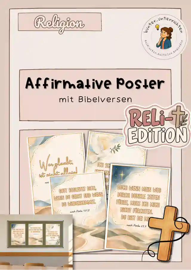 Christliche Affirmationen fürs Klassenzimmer | Poster für Religion mit Bibelimpulsen