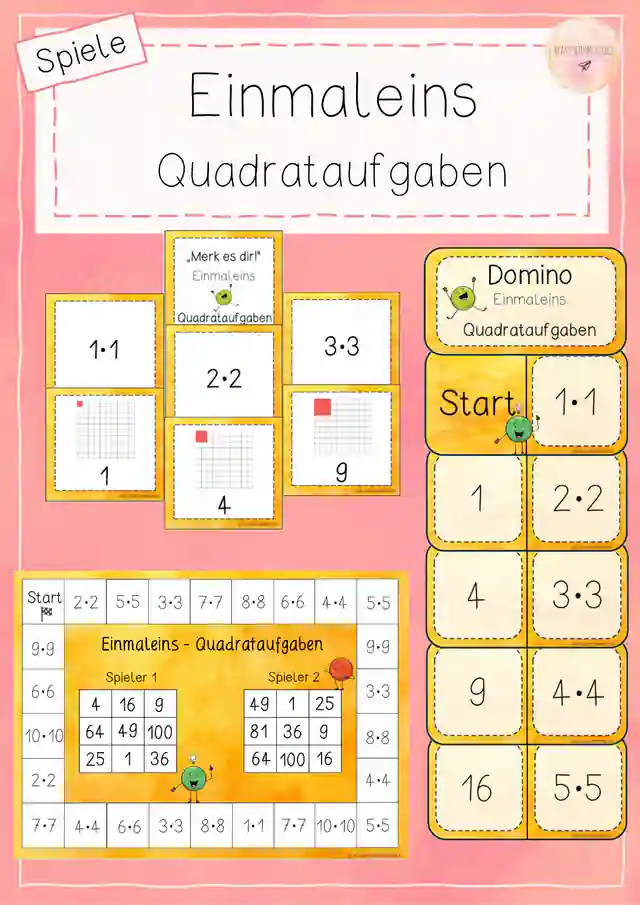 Einmaleins: Quadrataufgaben - Spiele