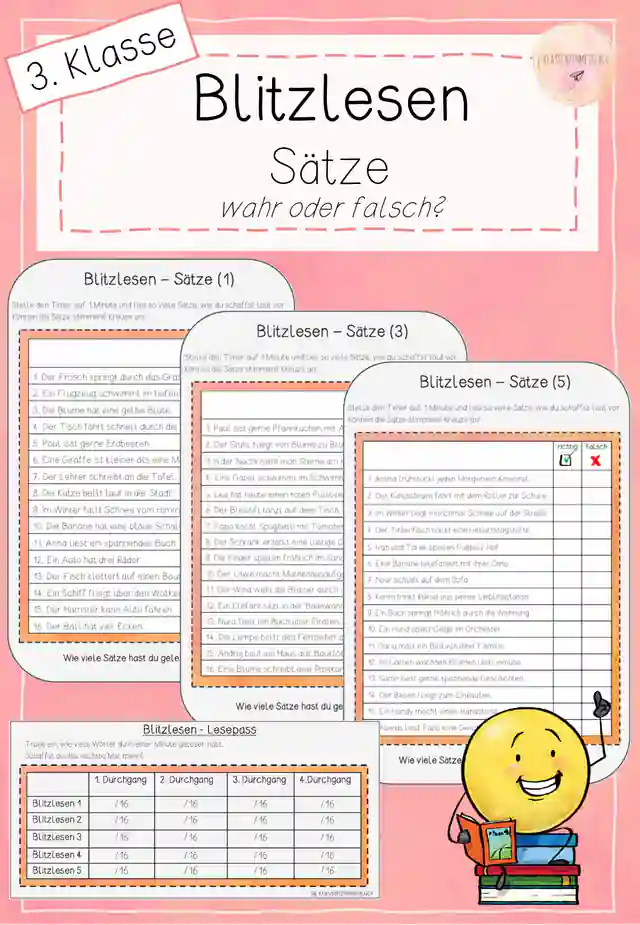 Blitzlesen - Sätze (wahr oder falsch?)  - 3. Klasse