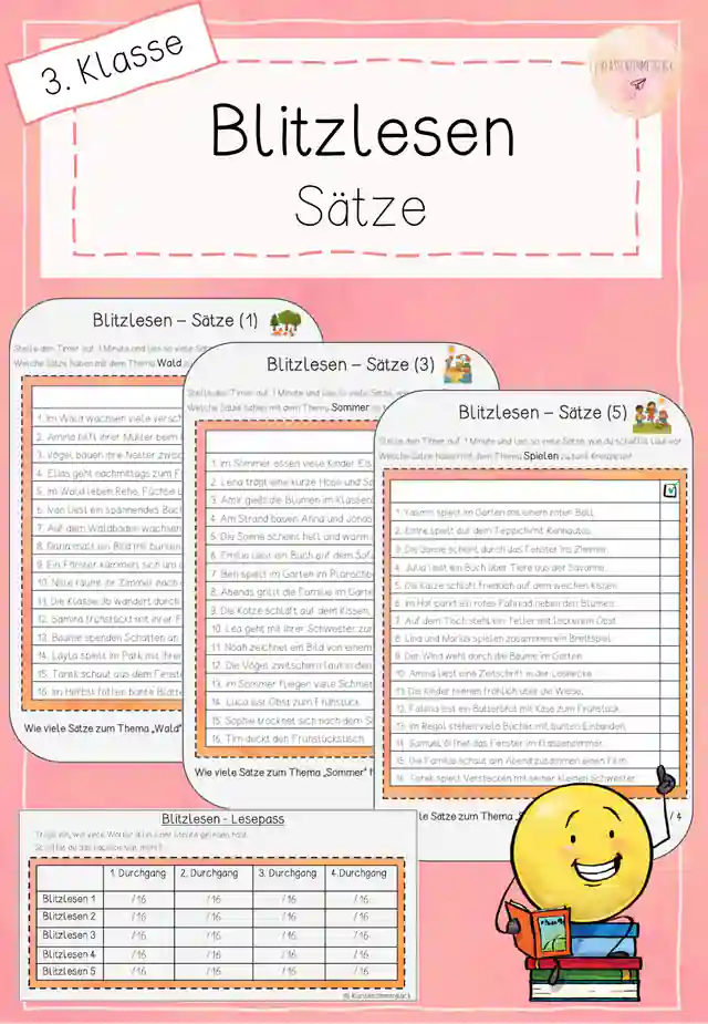 Blitzlesen - Sätze (Thema suchen) - 3. Klasse