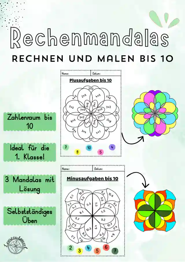 Rechenmandalas – Rechnen & Ausmalen bis 10